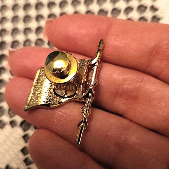 Carolee Crystal & Enamel Flag and Robert Rose Crystal Star Pins - Picture 4 of 6